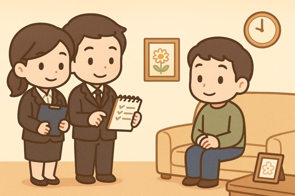 時光生命的殯葬禮儀師到府說明臨終與後事安排，協助家屬安心準備