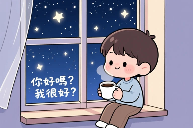 窗邊捧著咖啡思念親人的插畫，象徵溫柔的思念與陪伴